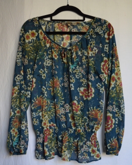 flowered teal blouse - 1
