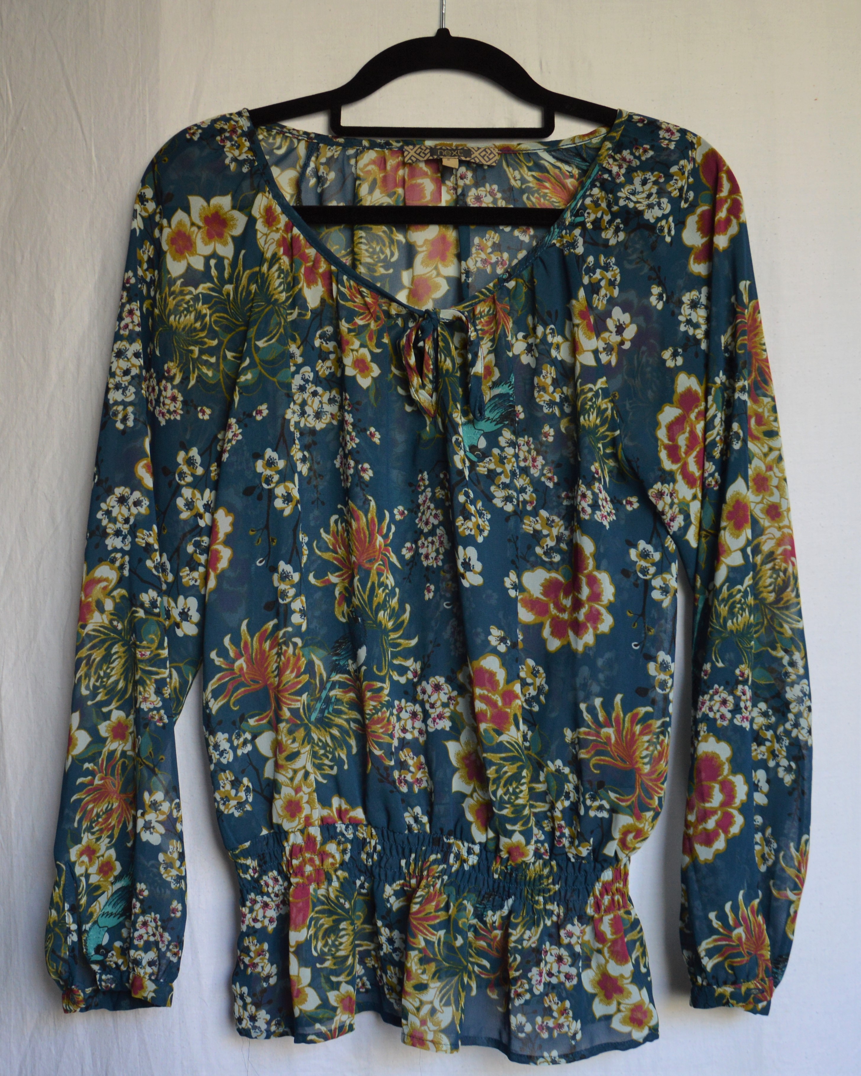 flowered teal blouse - 1