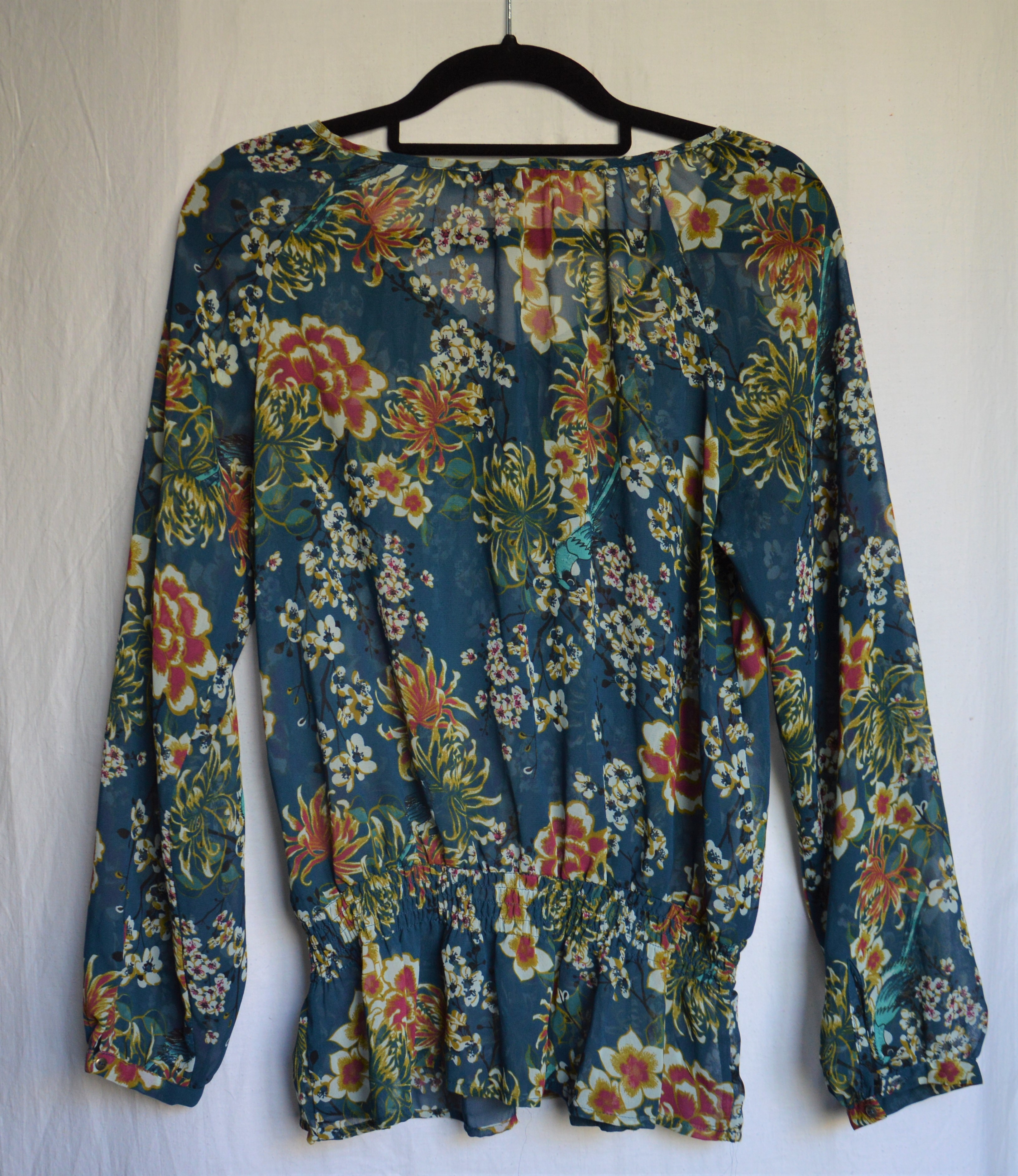 flowered teal blouse - 2