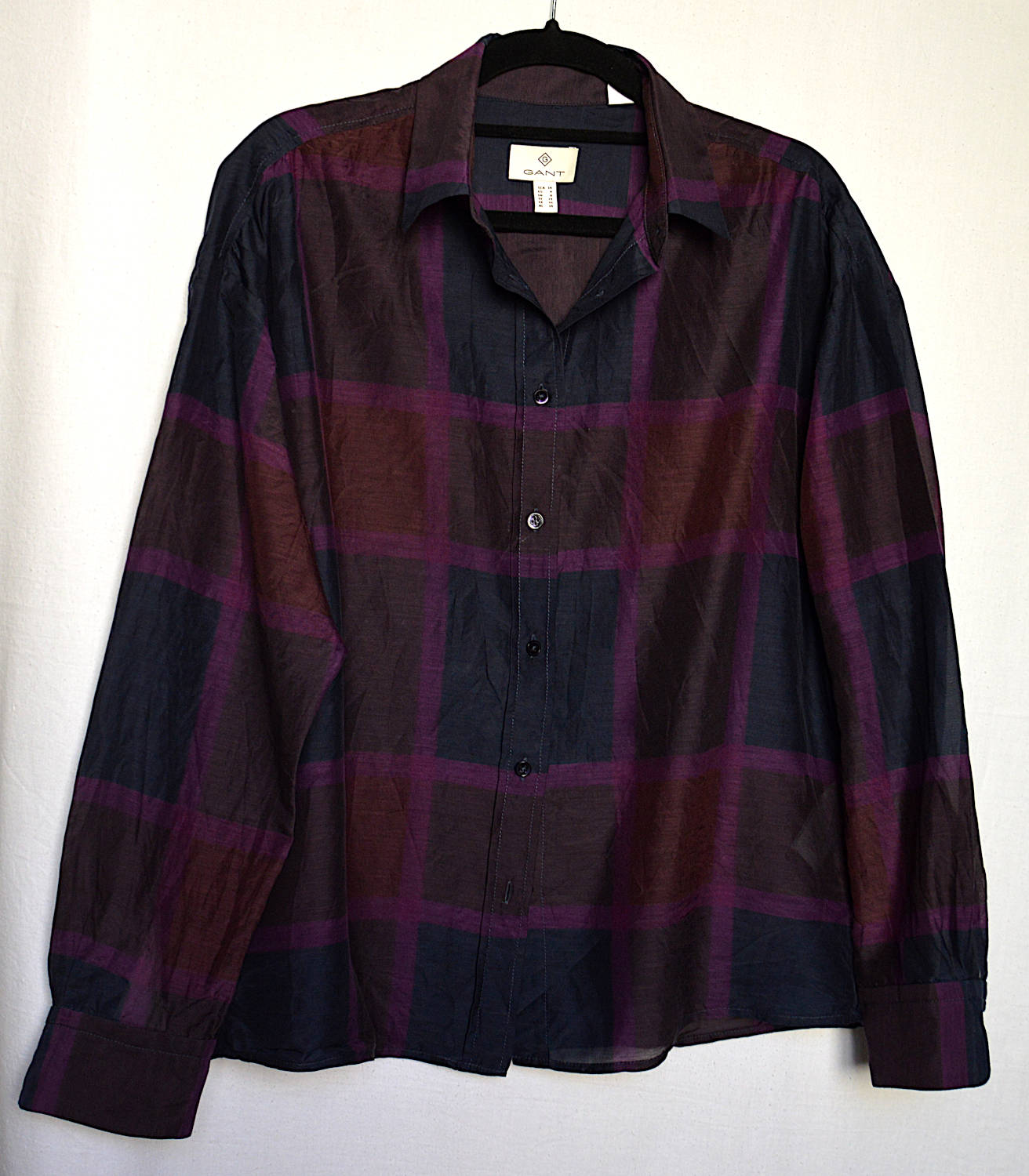 purple checked blouse - 1a