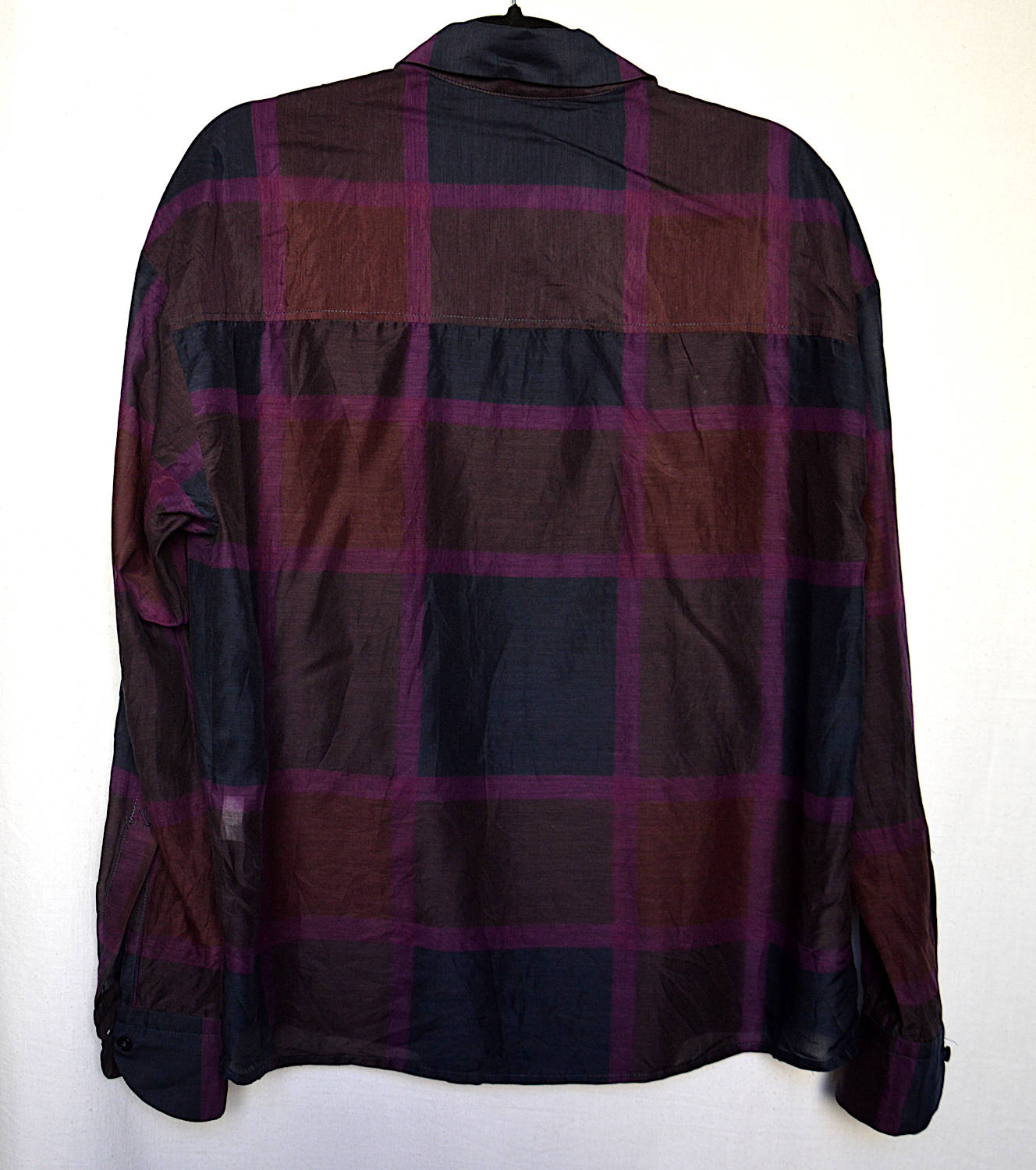 purple checked blouse - 2